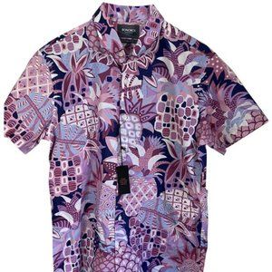 Pineapple Print Short Sleeve Button Down Shirt M